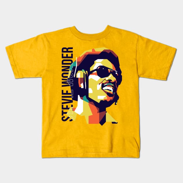 Stevie Wonder on WPAP Style Kids T-Shirt by pentaShop